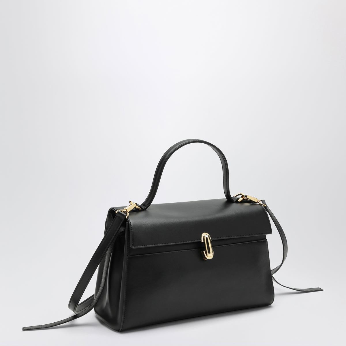 Borsa a mano Soft Symmetry in pelle nera