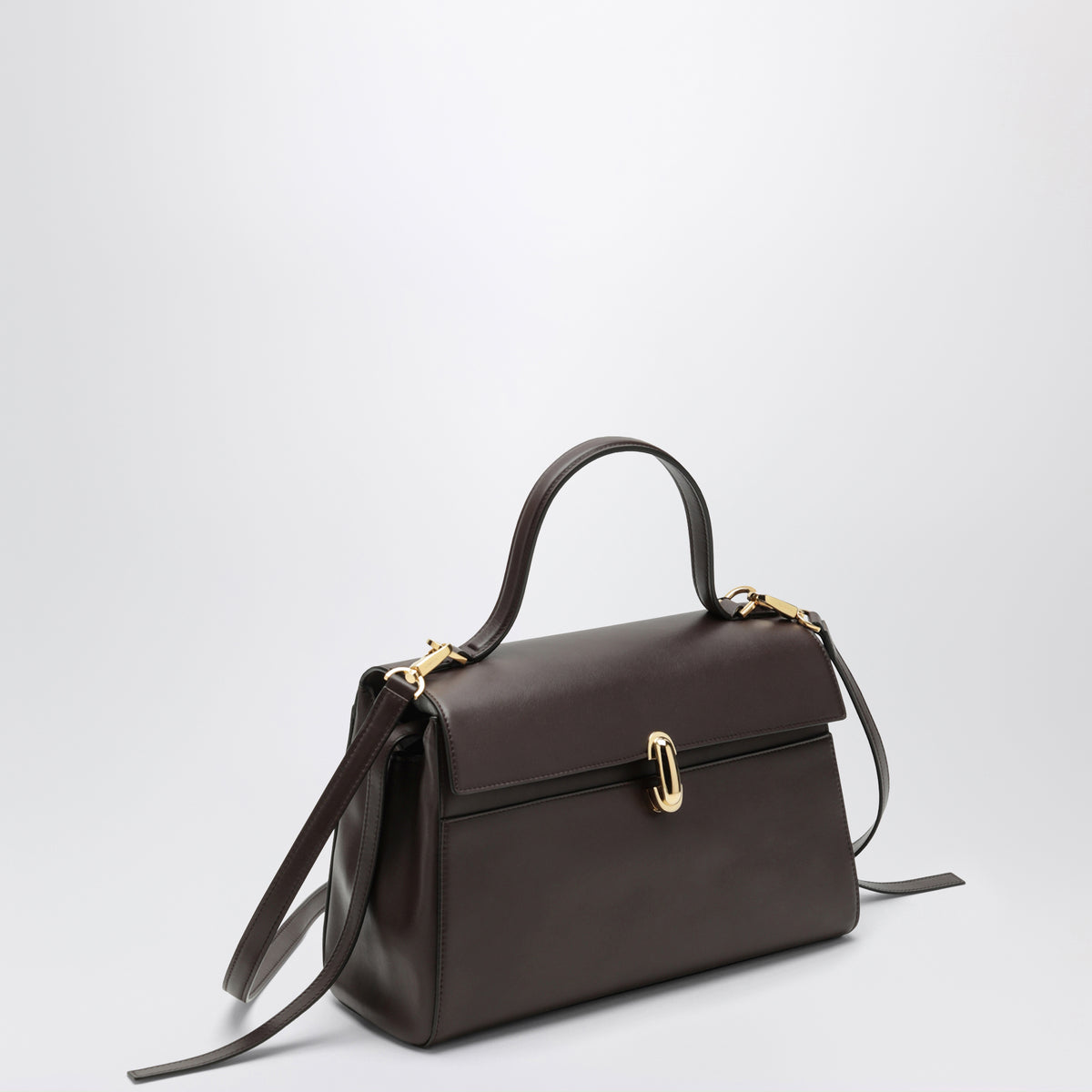 Borsa a mano Soft Symmetry in pelle marrone