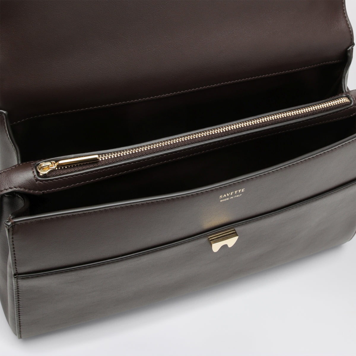 Borsa a mano Soft Symmetry in pelle marrone