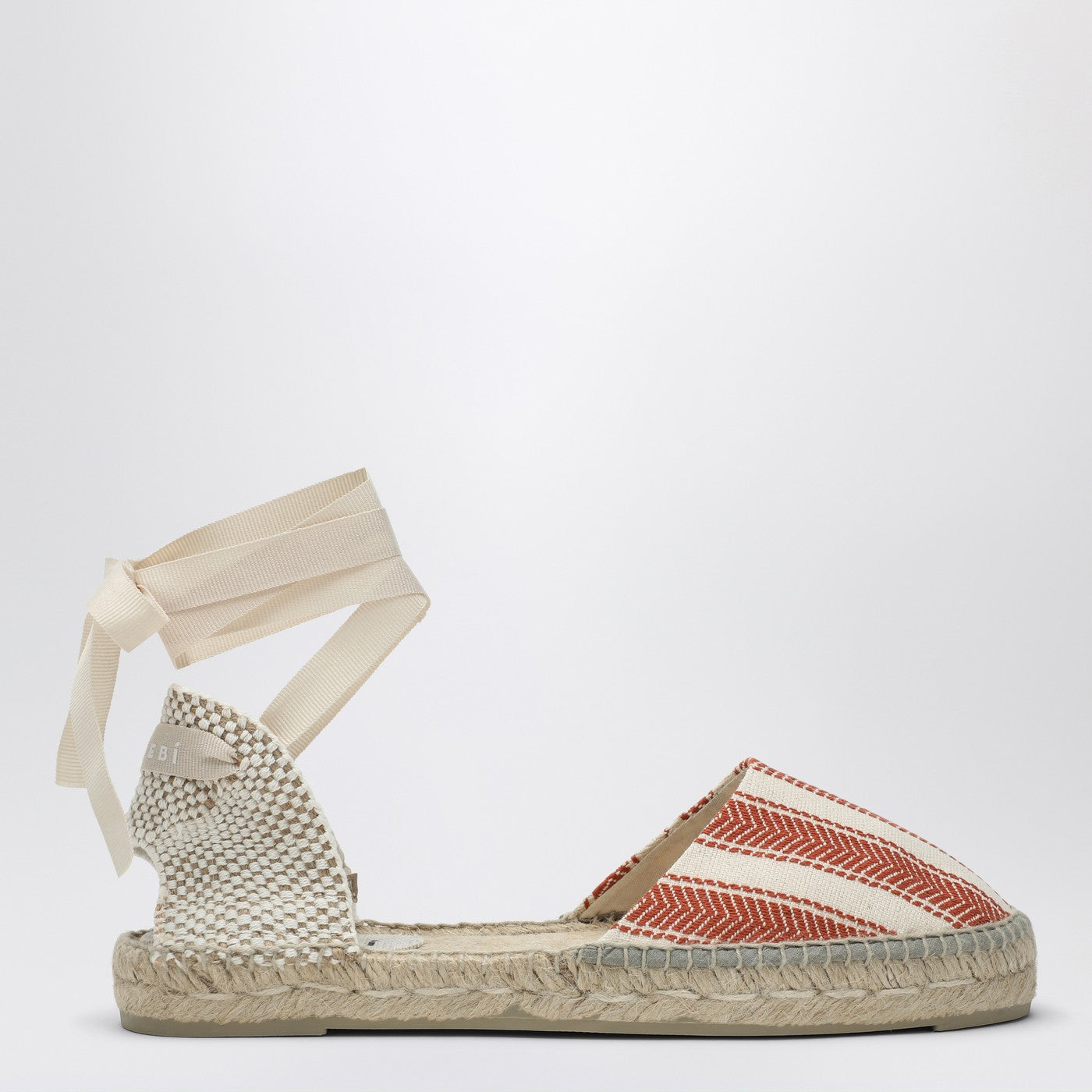 Espadrillas basse righe avorio/terracotta
