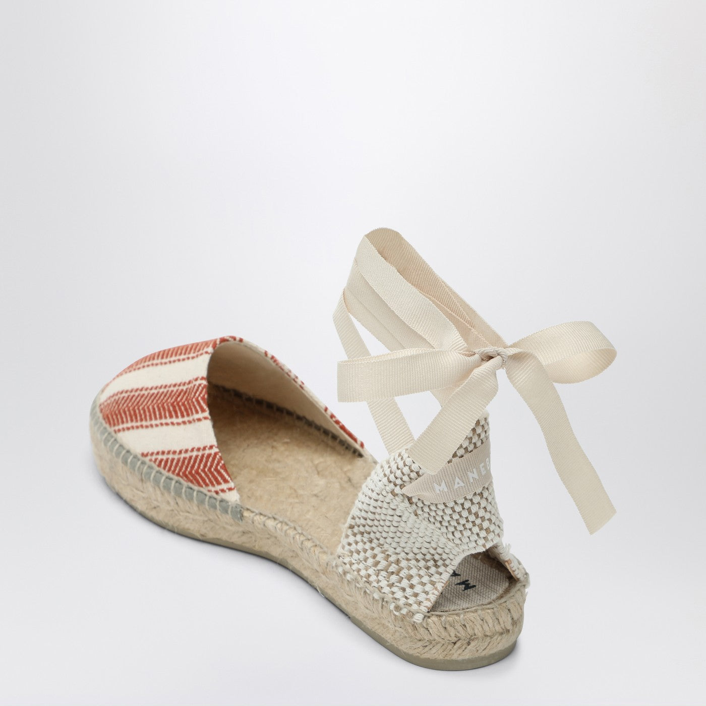 Espadrillas basse righe avorio/terracotta