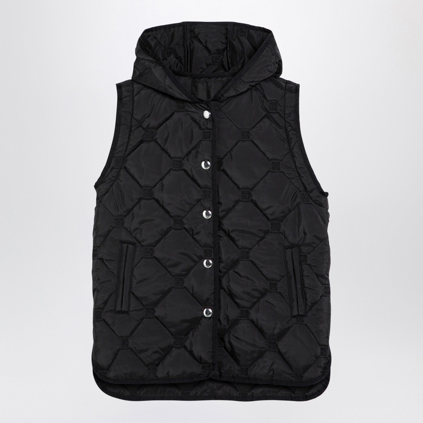 Black quilted parka with removable sleeves