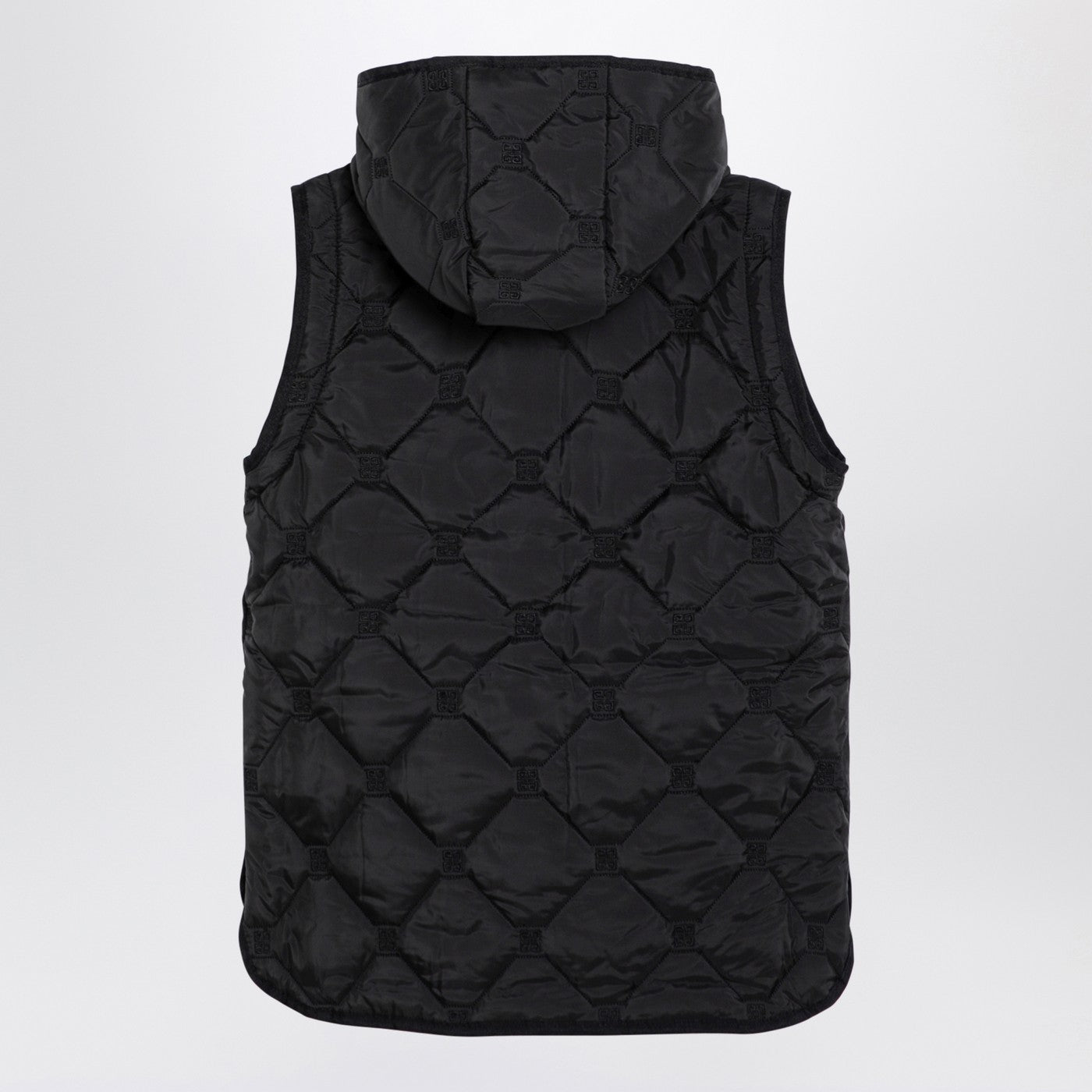 Black quilted parka with removable sleeves