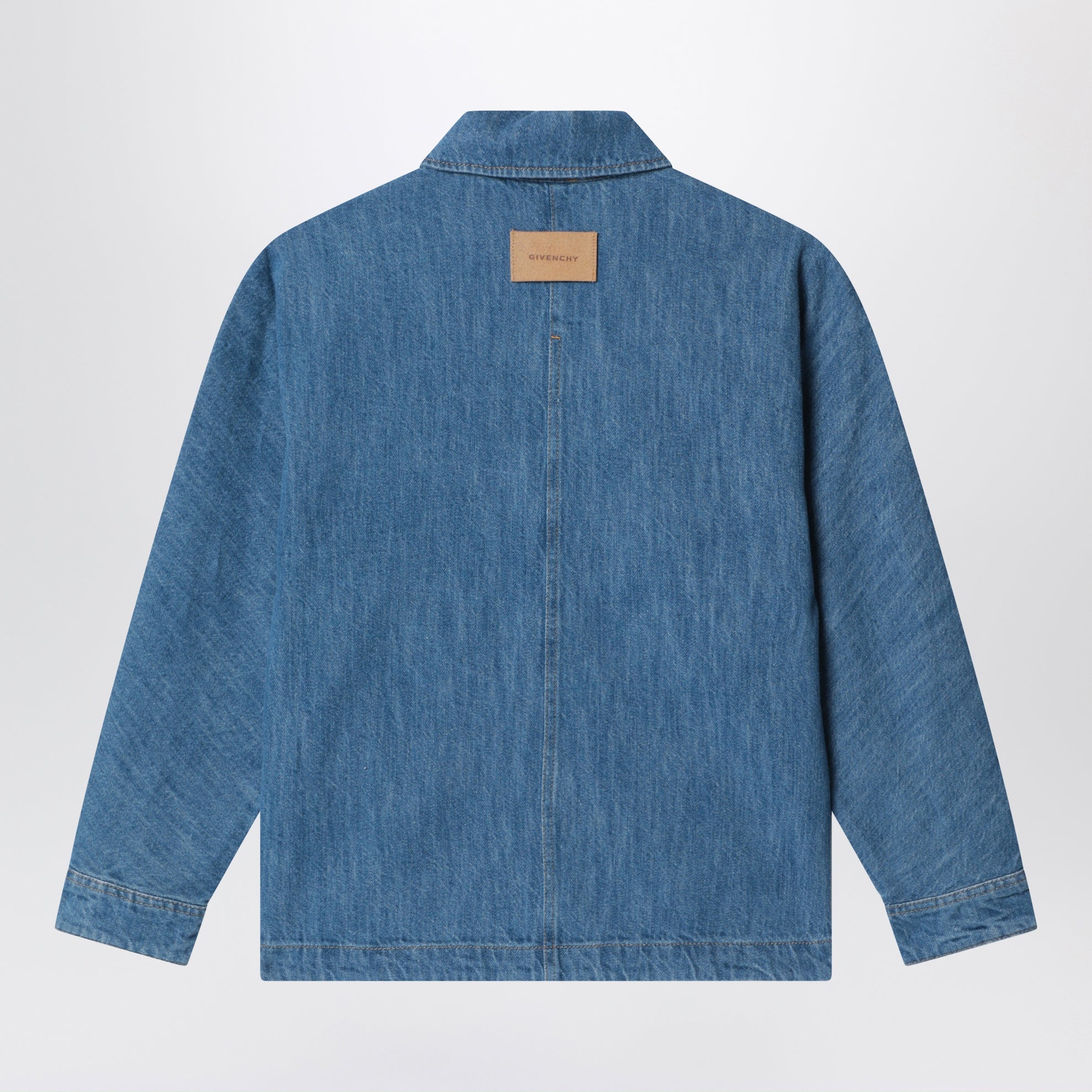 Blue denim shirt with logo embroidery