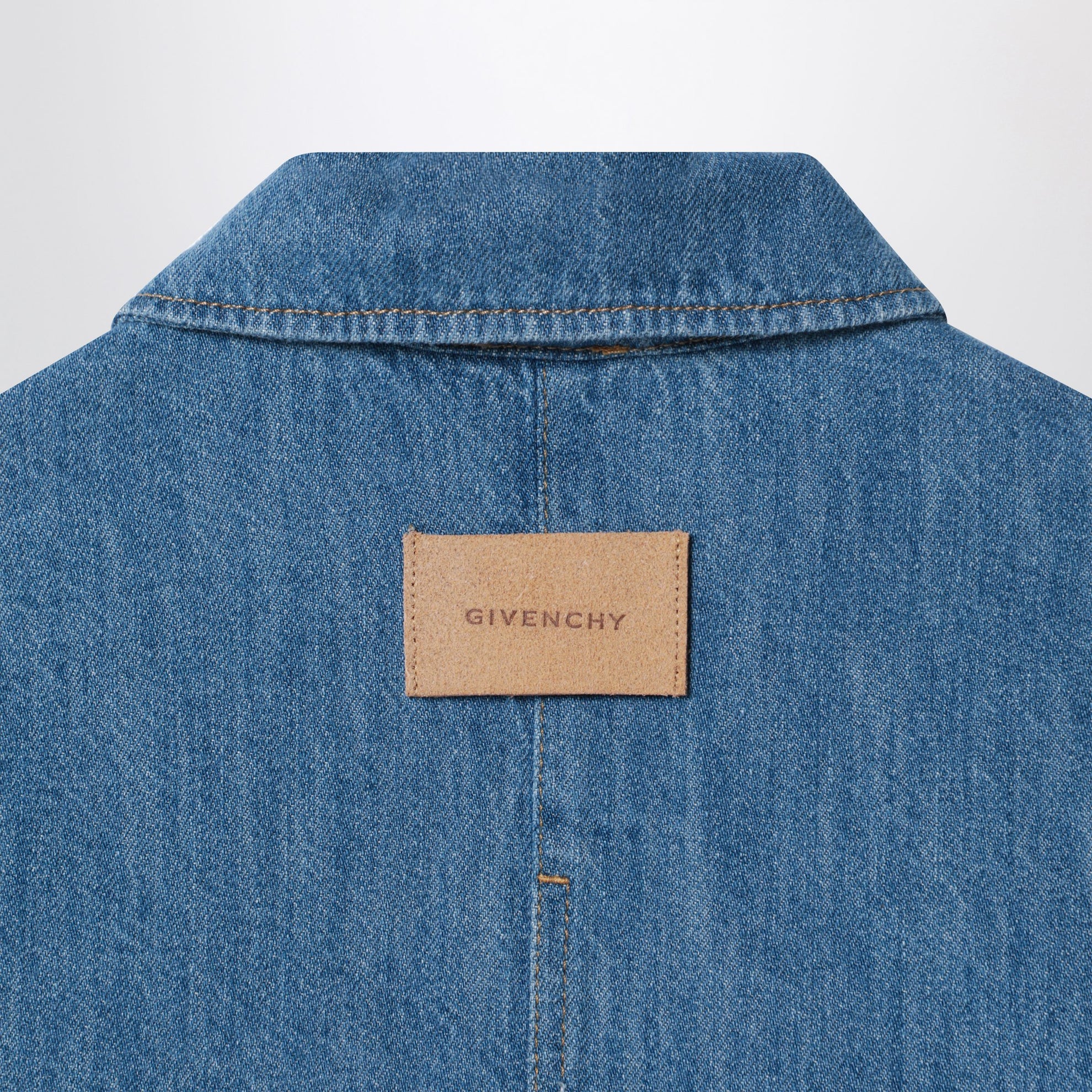 Blue denim shirt with logo embroidery