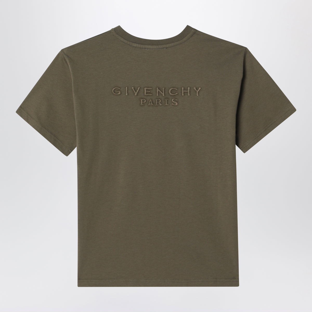T-shirt kaki en coton avec logo brodé