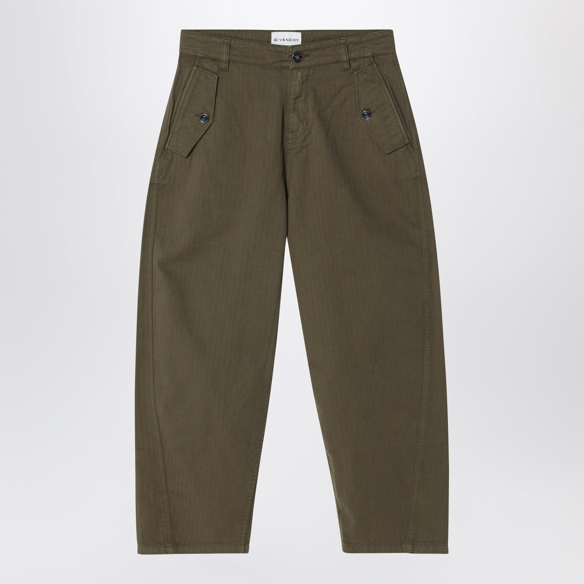 Khaki cotton twill trousers