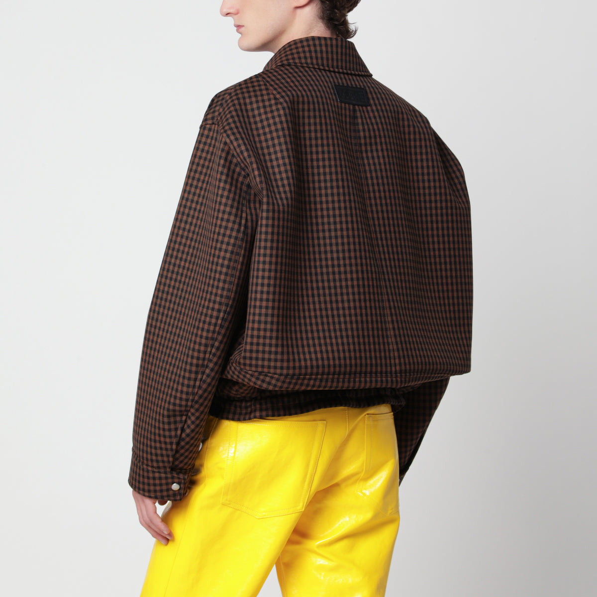 Brown and black checked wool jacket
