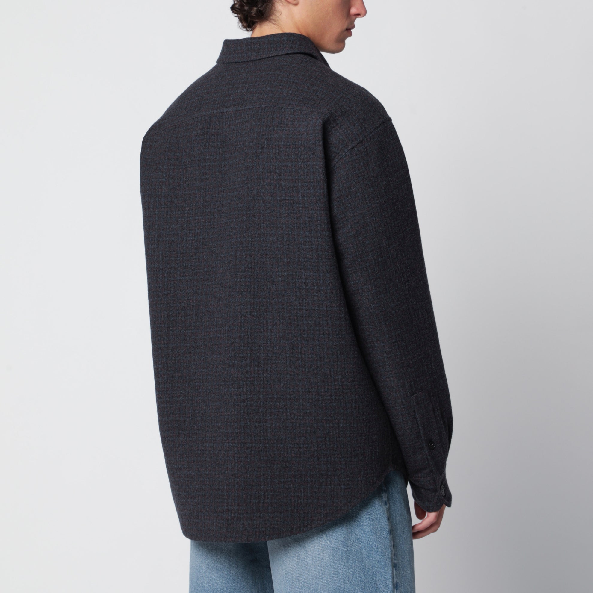 Giacca camicia blu navy scuro con tasca con Anagram