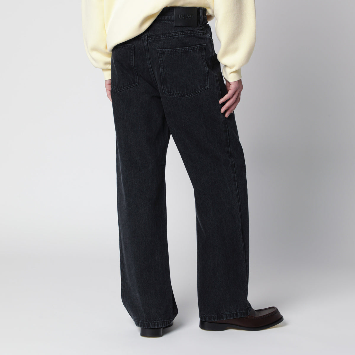 Anagram black wide-leg cotton jeans