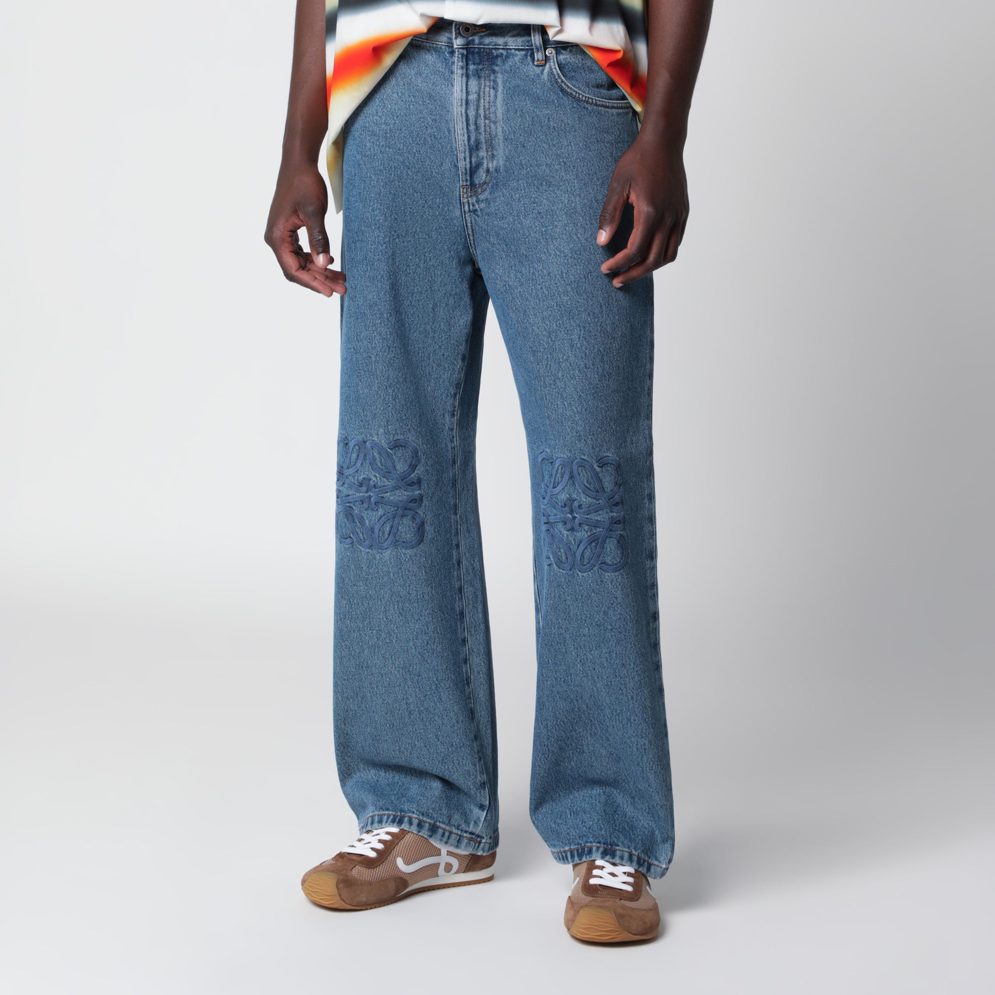 Baggy-Jeans Anagram aus Baumwoll-Denim in Blau