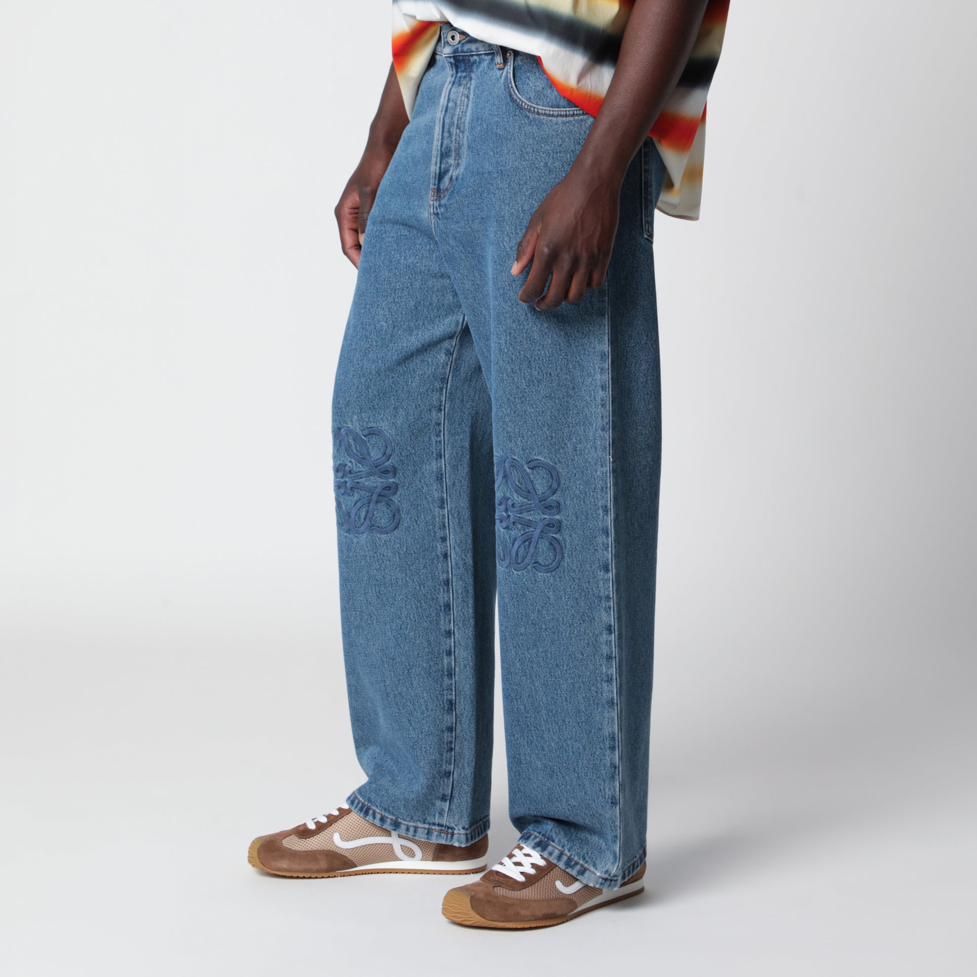Baggy-Jeans Anagram aus Baumwoll-Denim in Blau