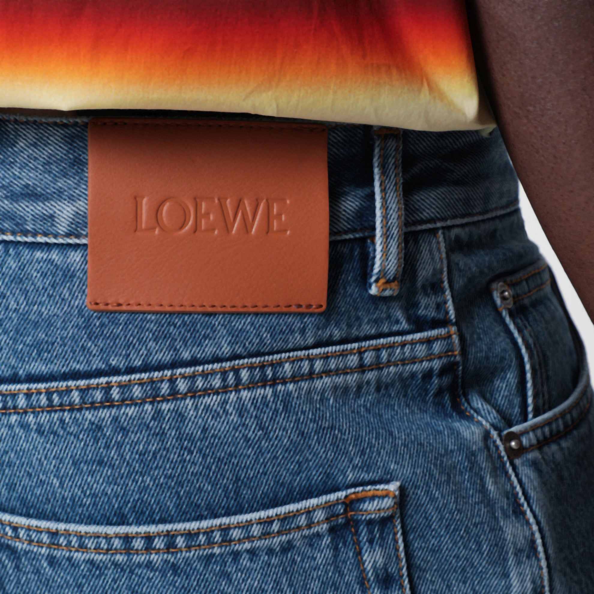 Baggy-Jeans Anagram aus Baumwoll-Denim in Blau