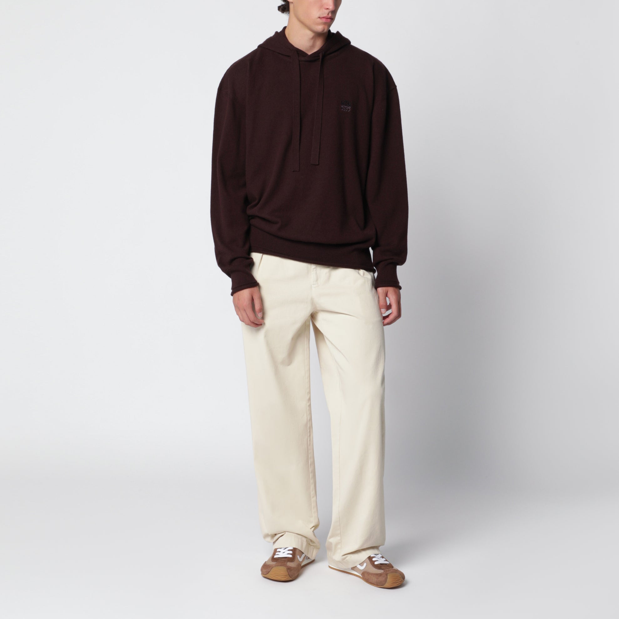 Felpa con cappuccio marrone scura