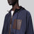 Navy technical micro-ripstop hooded jacket