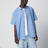 Camicia a maniche corte in cotone a quadri blu/bianca