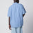 Camicia a maniche corte in cotone a quadri blu/bianca