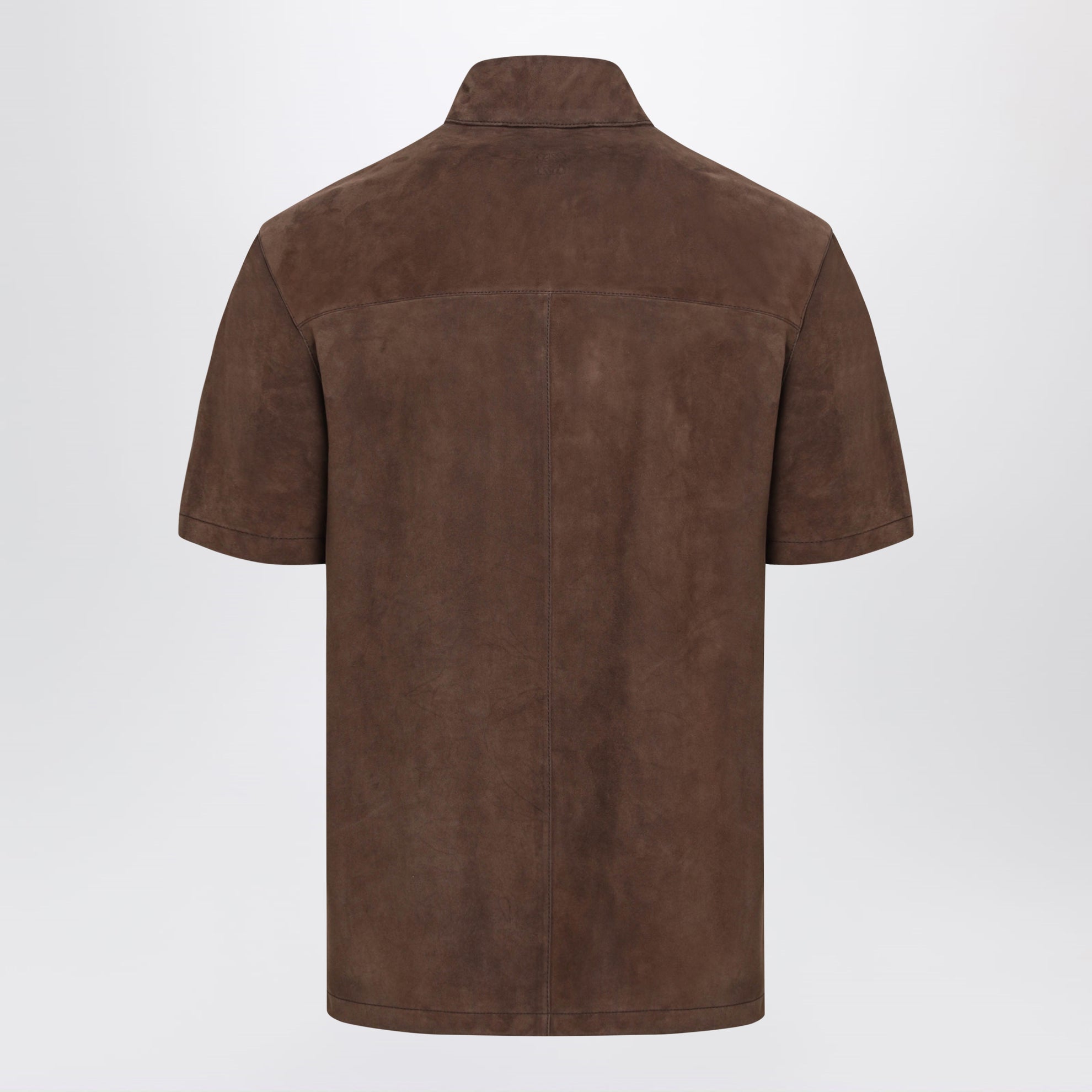 Camicia in pelle scamosciata marrone scura
