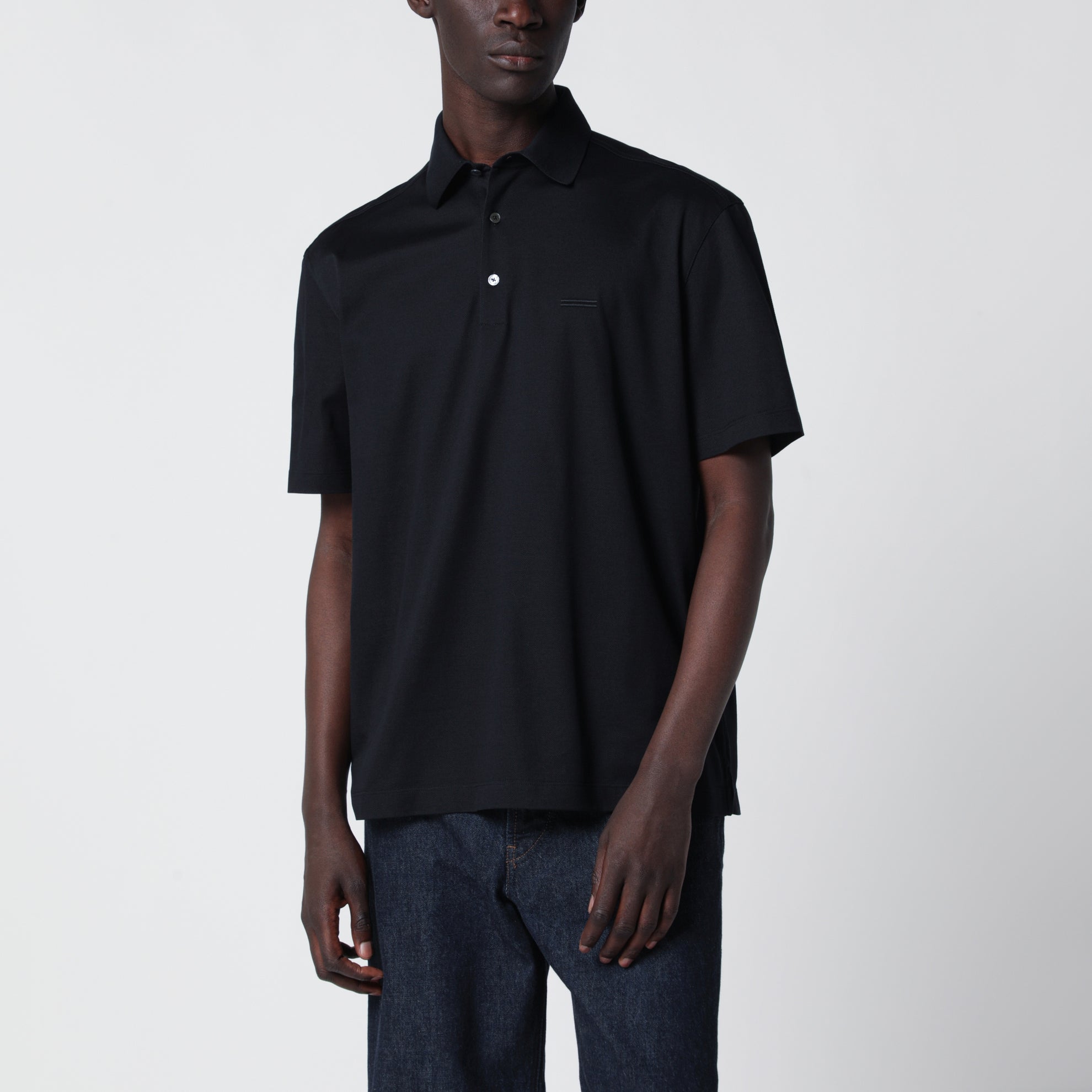Navy blue cotton polo