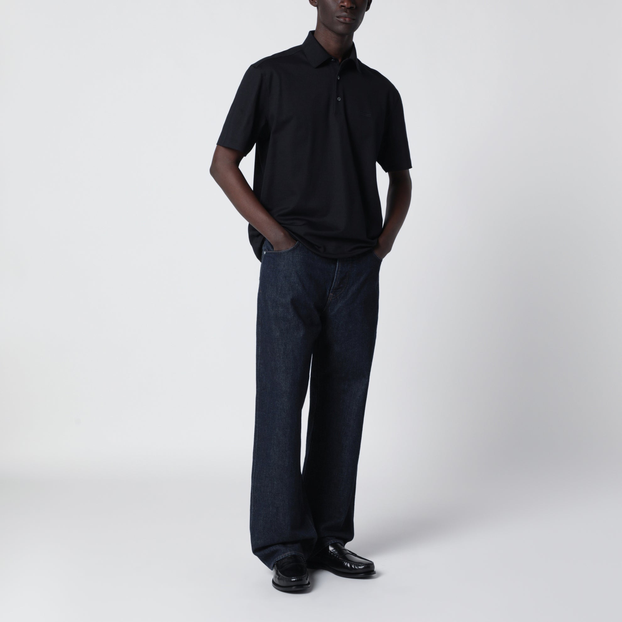 Navy blue cotton polo
