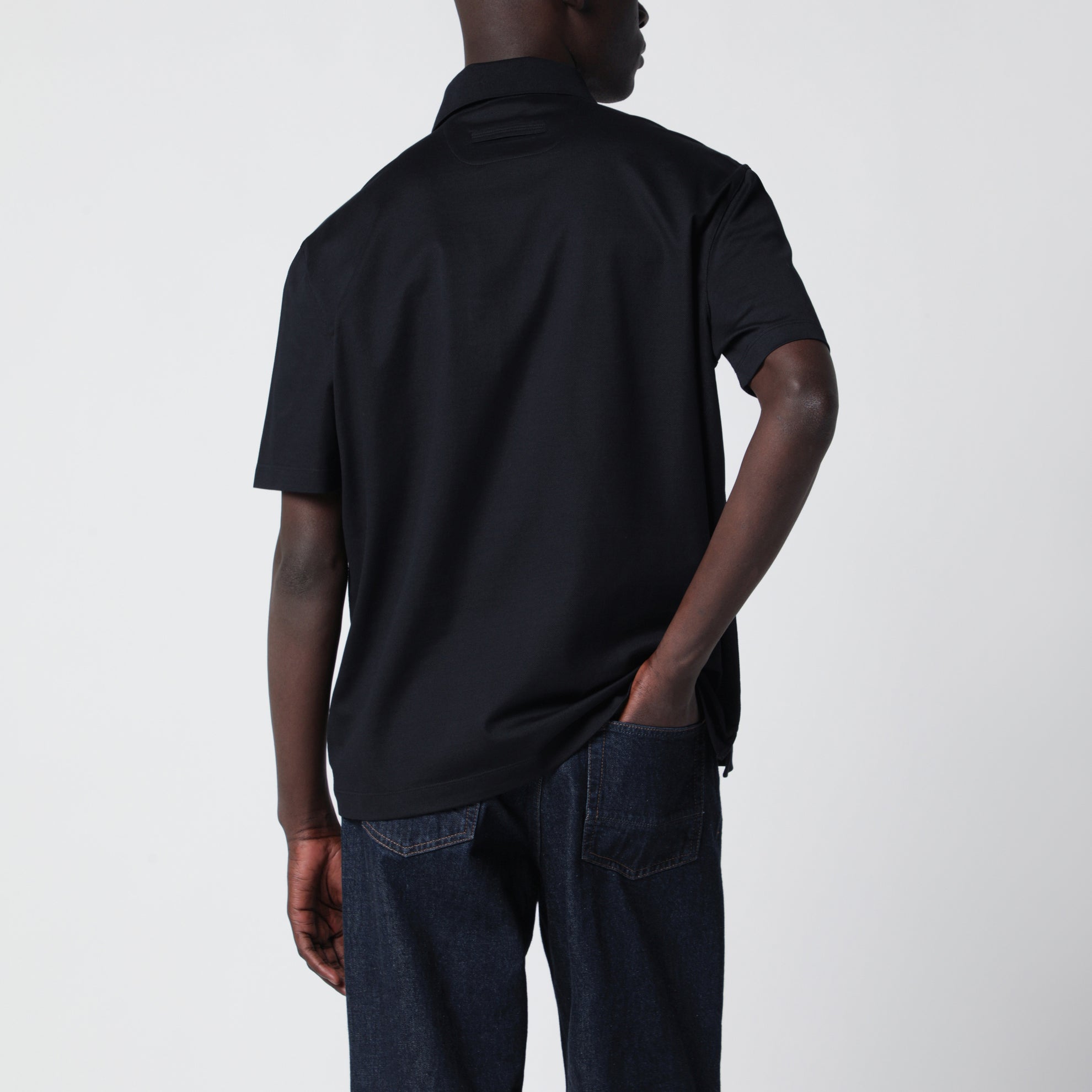 Navy blue cotton polo