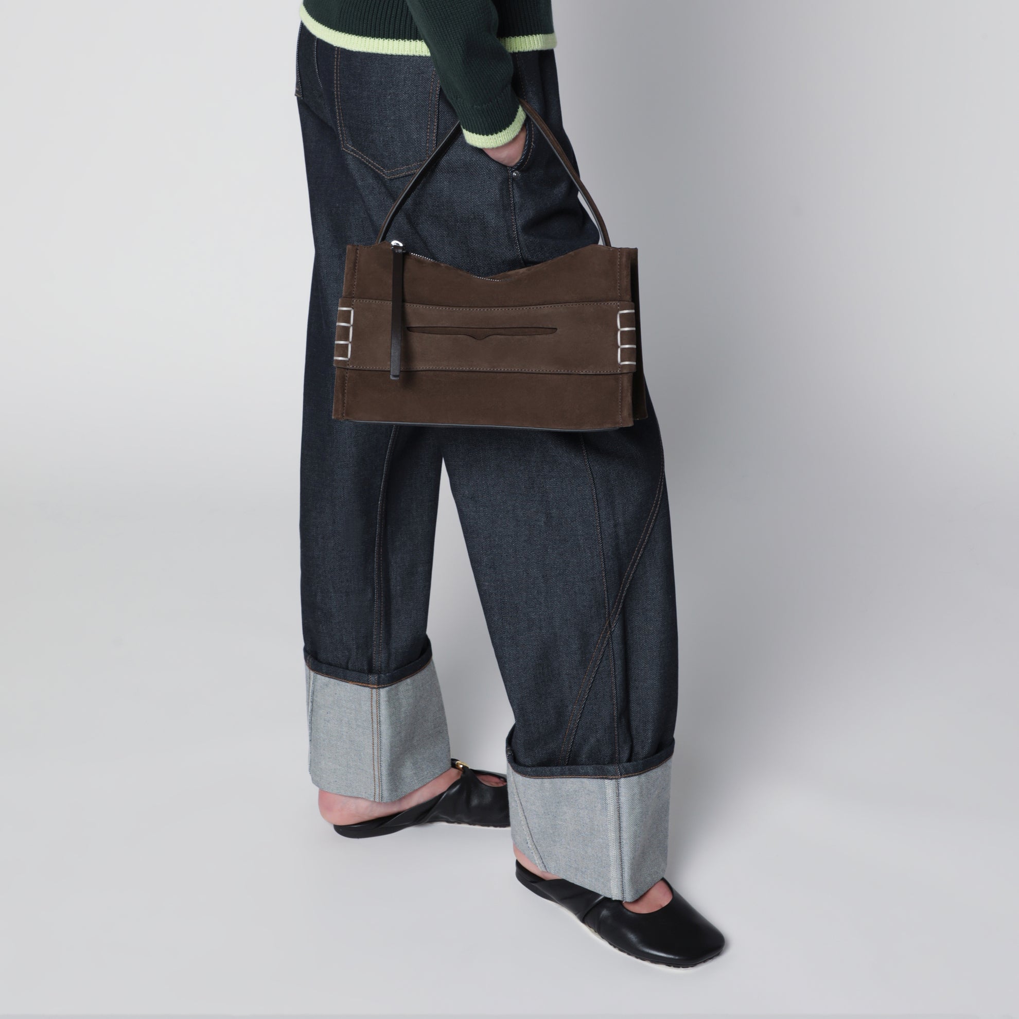 Borsa Loafer in pelle scamosciata marrone