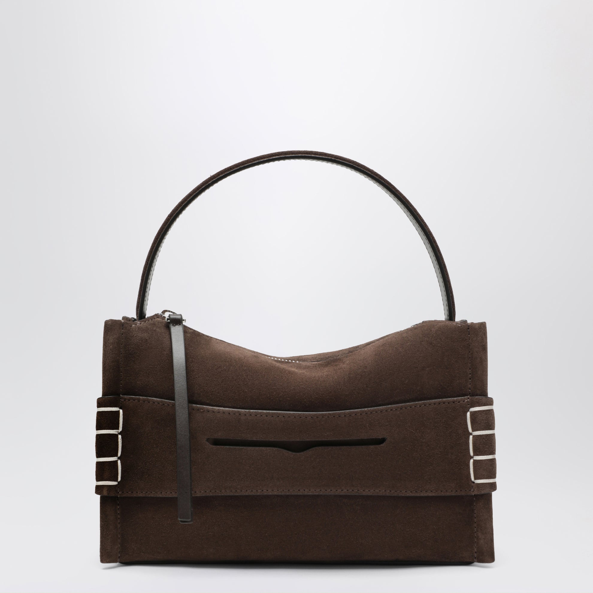 Kleine Loafer-Tasche aus braunem Veloursleder