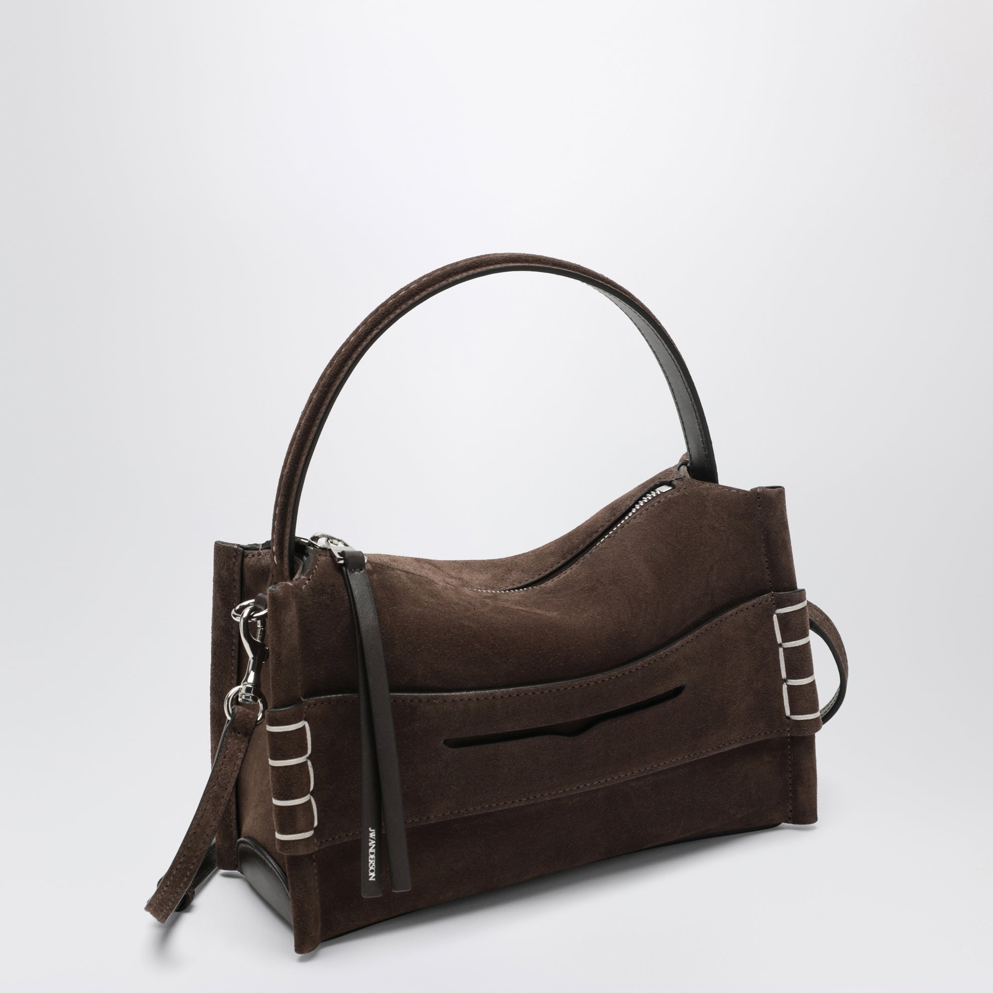 Kleine Loafer-Tasche aus braunem Veloursleder