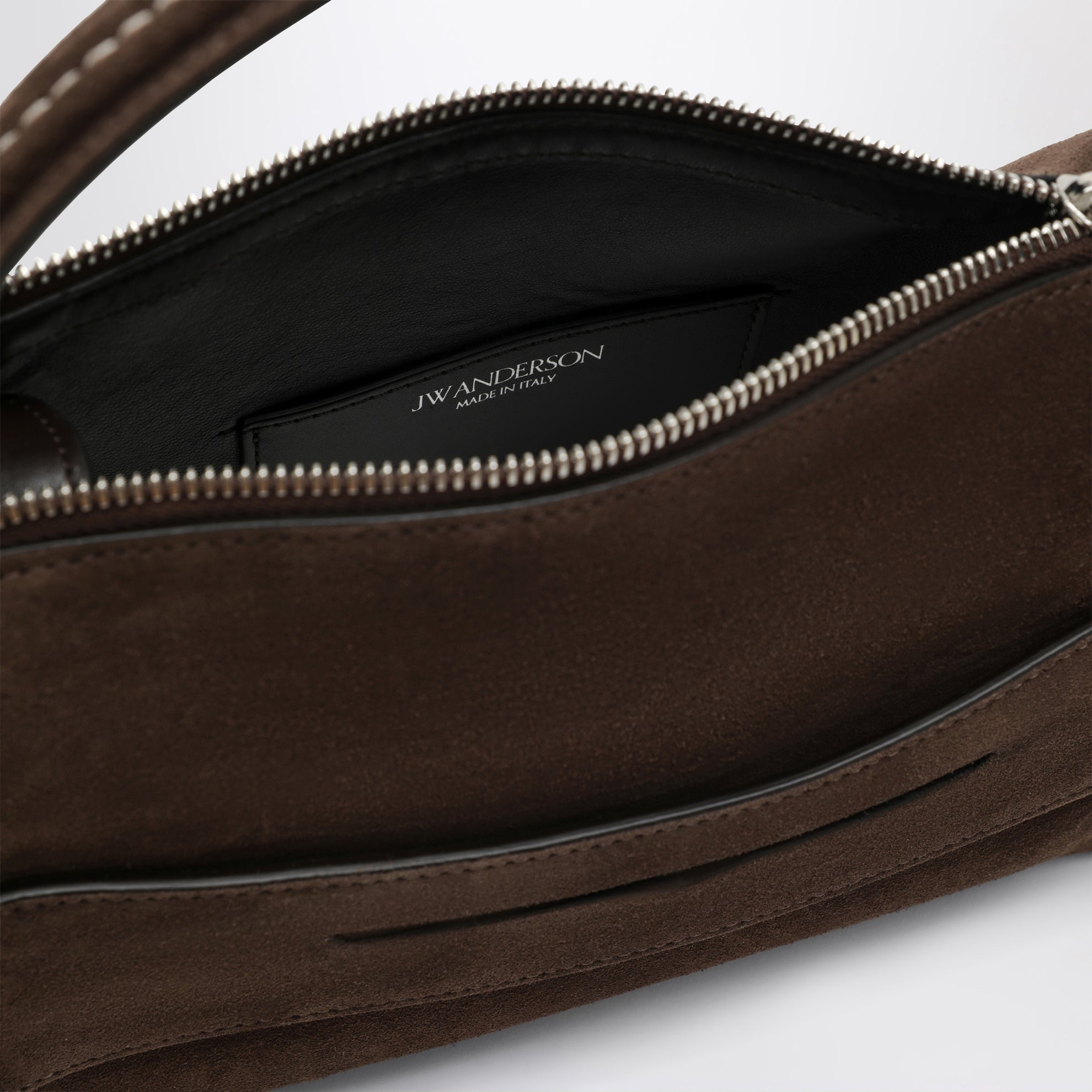 Kleine Loafer-Tasche aus braunem Veloursleder