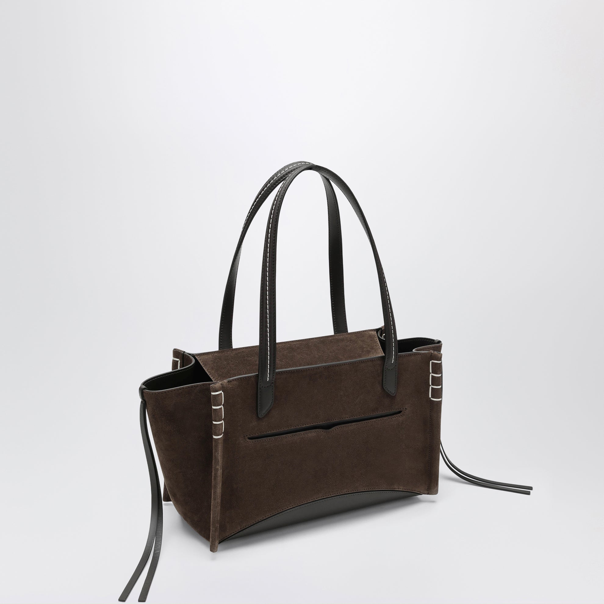 Elongated Loafer cabas bag in brown suede