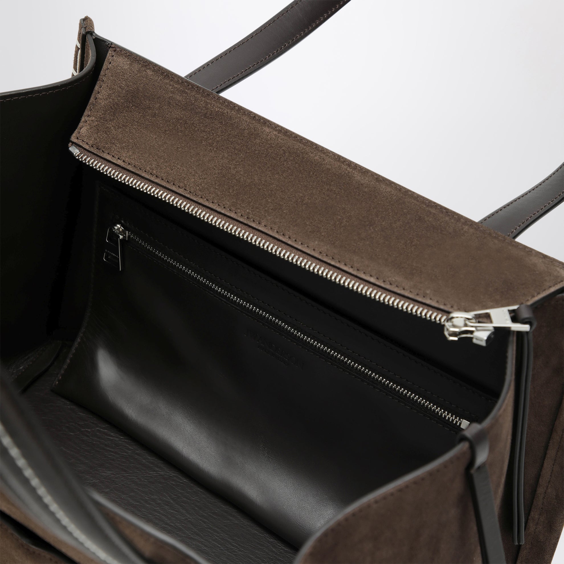Elongated Loafer cabas bag in brown suede