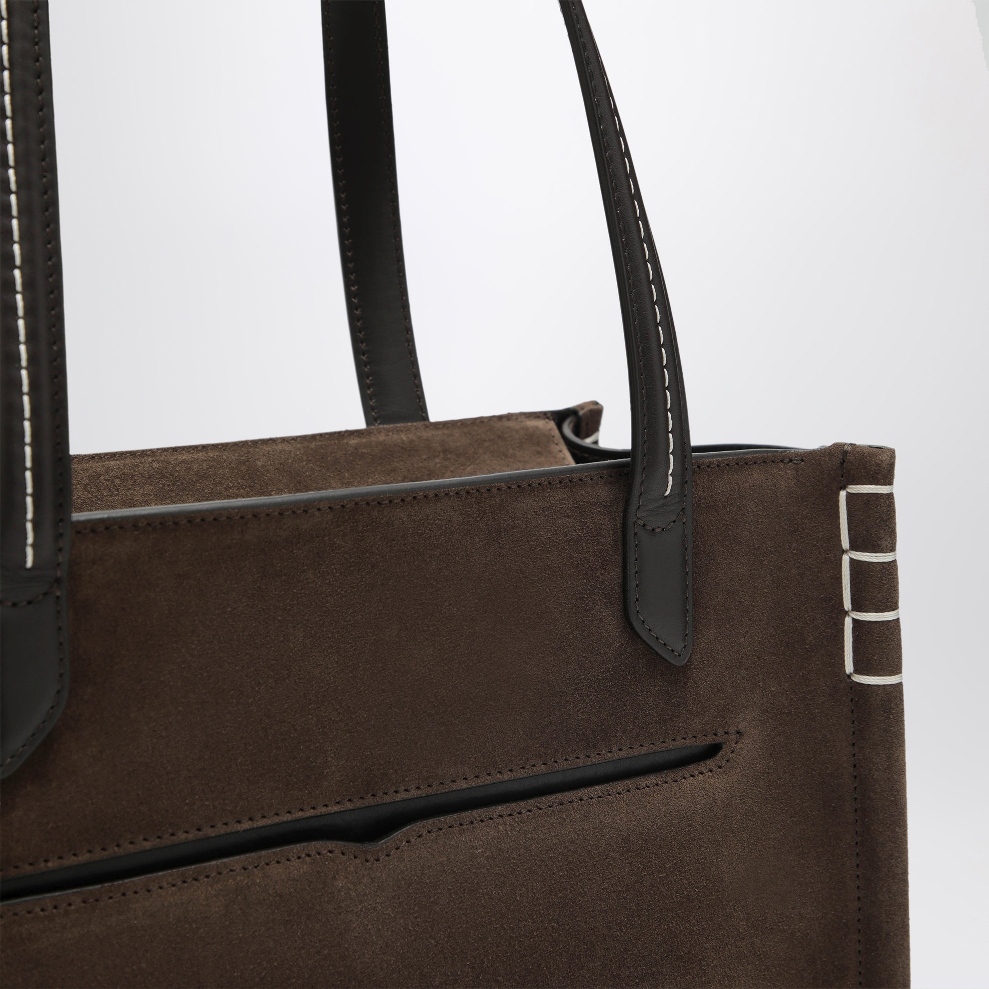 Elongated Loafer cabas bag in brown suede