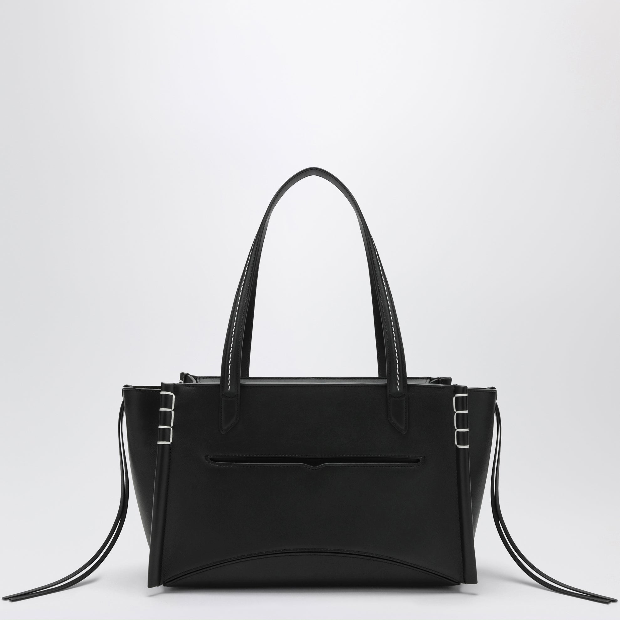 Borsa cabas Loafer allungata in pelle nera