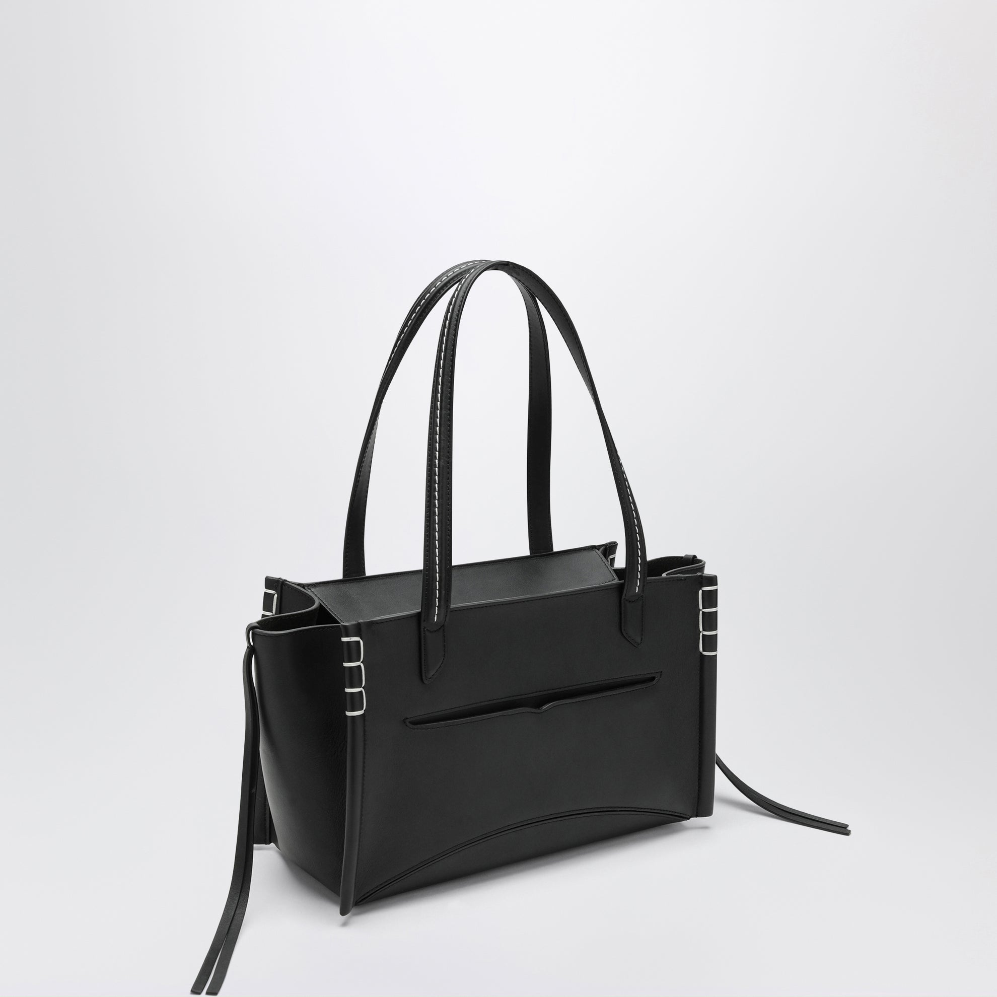 Borsa cabas Loafer allungata in pelle nera