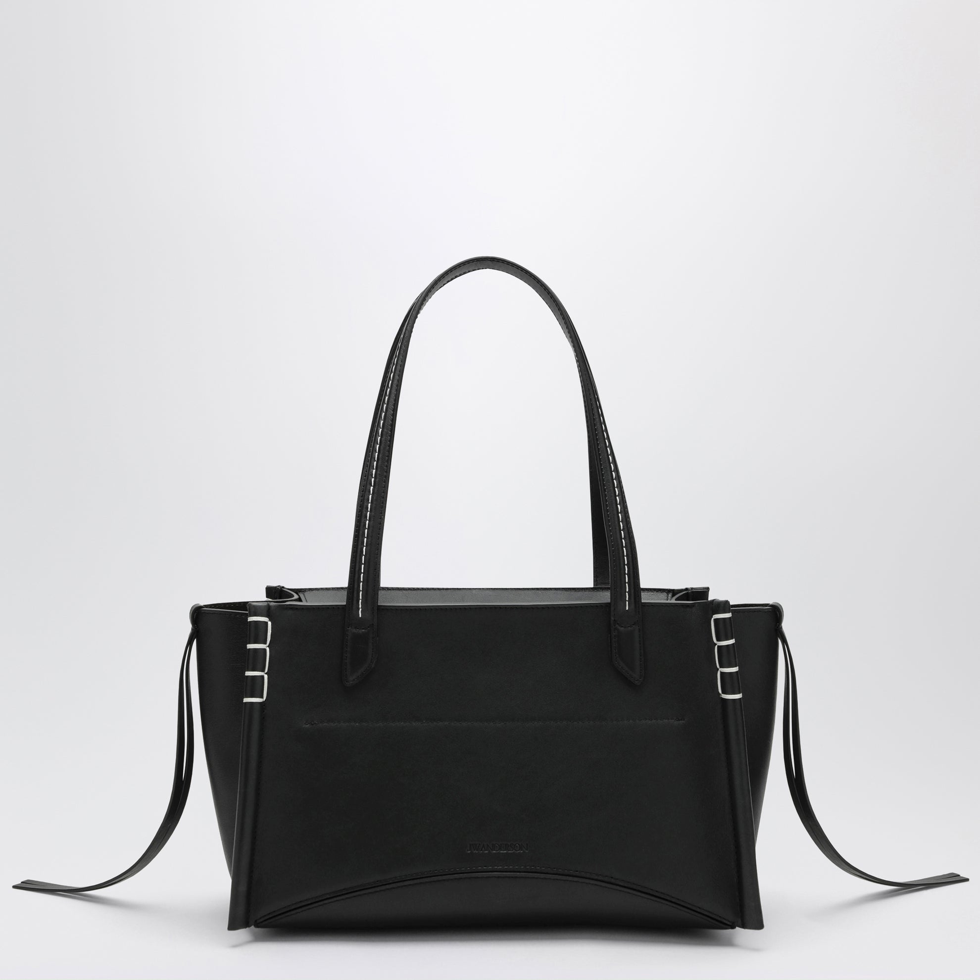 Borsa cabas Loafer allungata in pelle nera