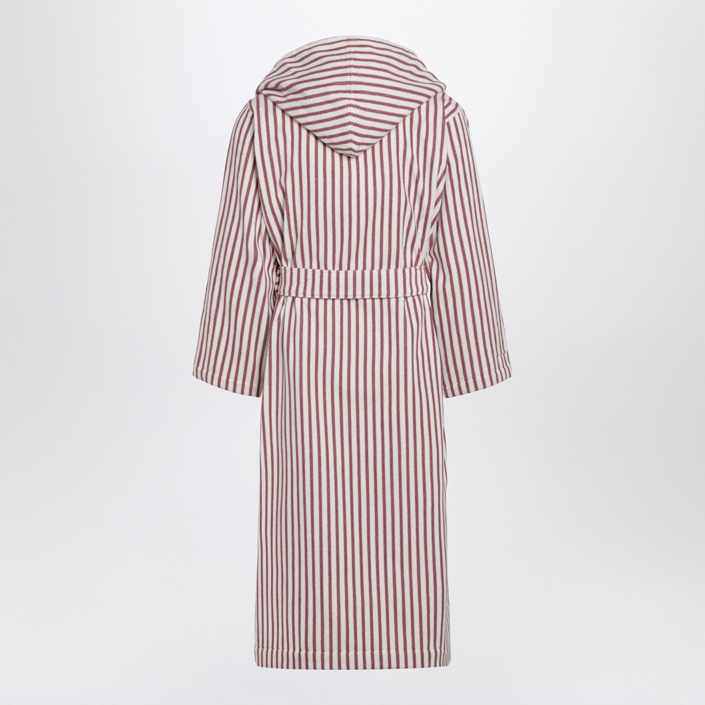 pink striped dressing gown Ladies - Light Pink/Burgundy Striped Cotton Terry Bathrobe - Size: L/XL
