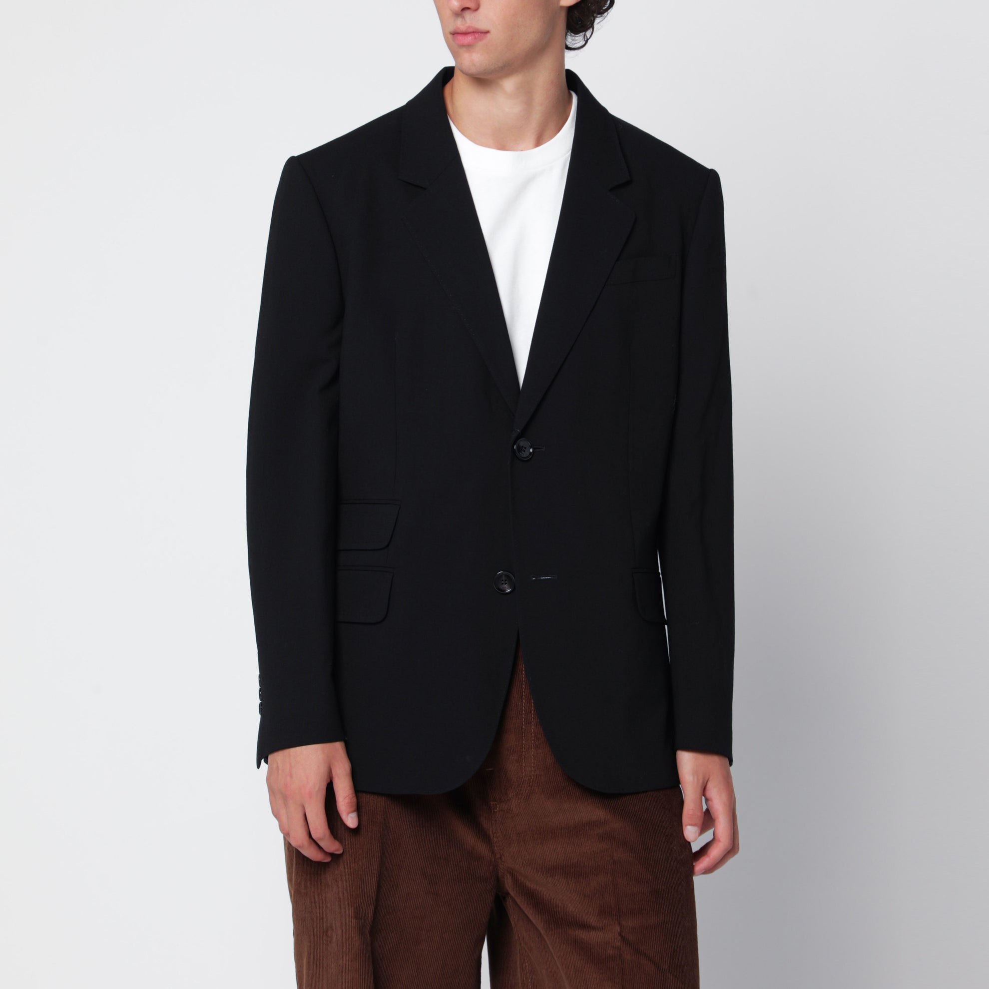 Black straight wool blazer