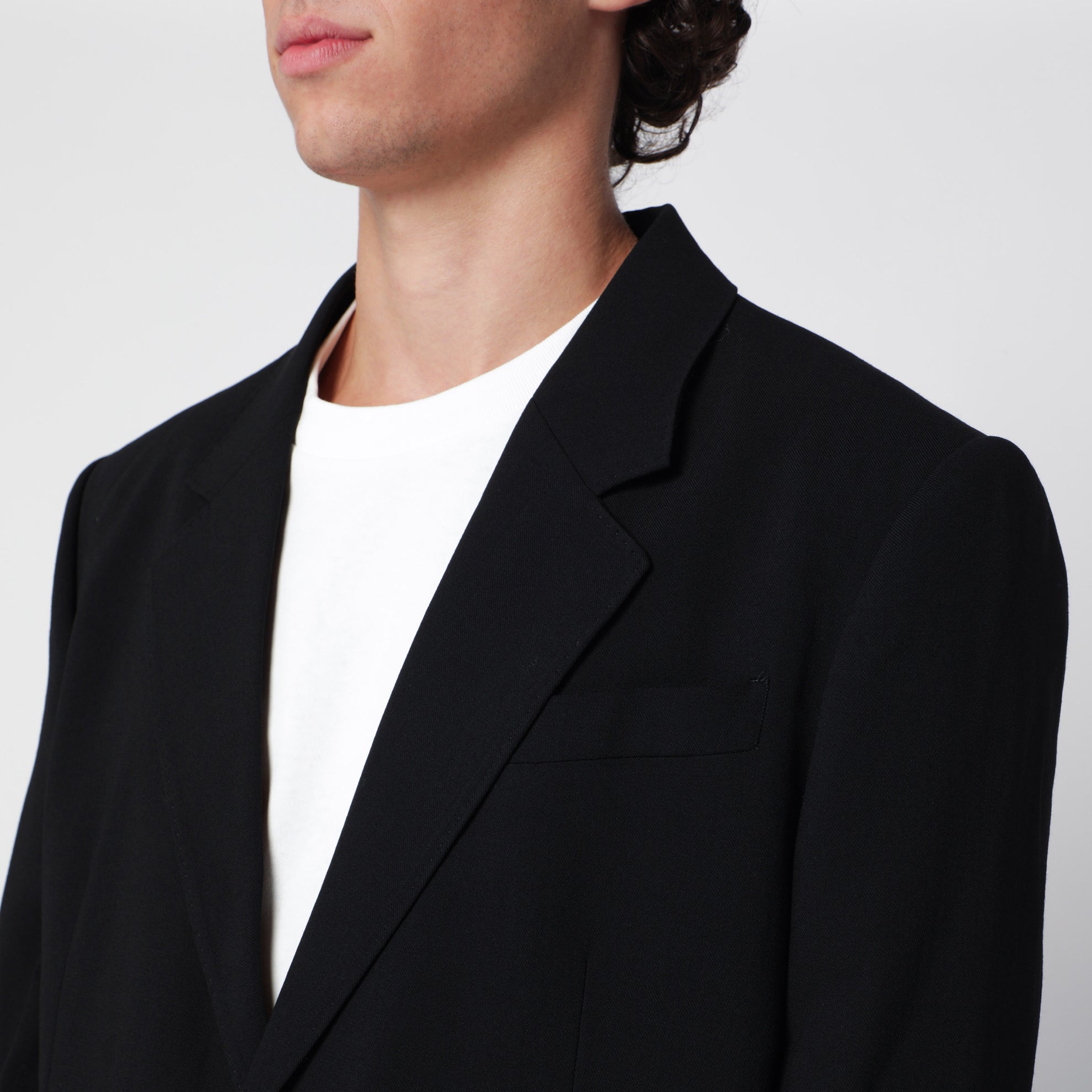 Black straight wool blazer