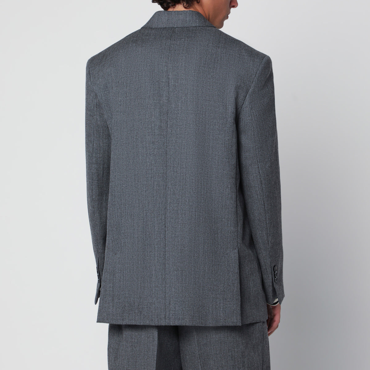 Blazer doppiopetto grigio carbone in lana vergine