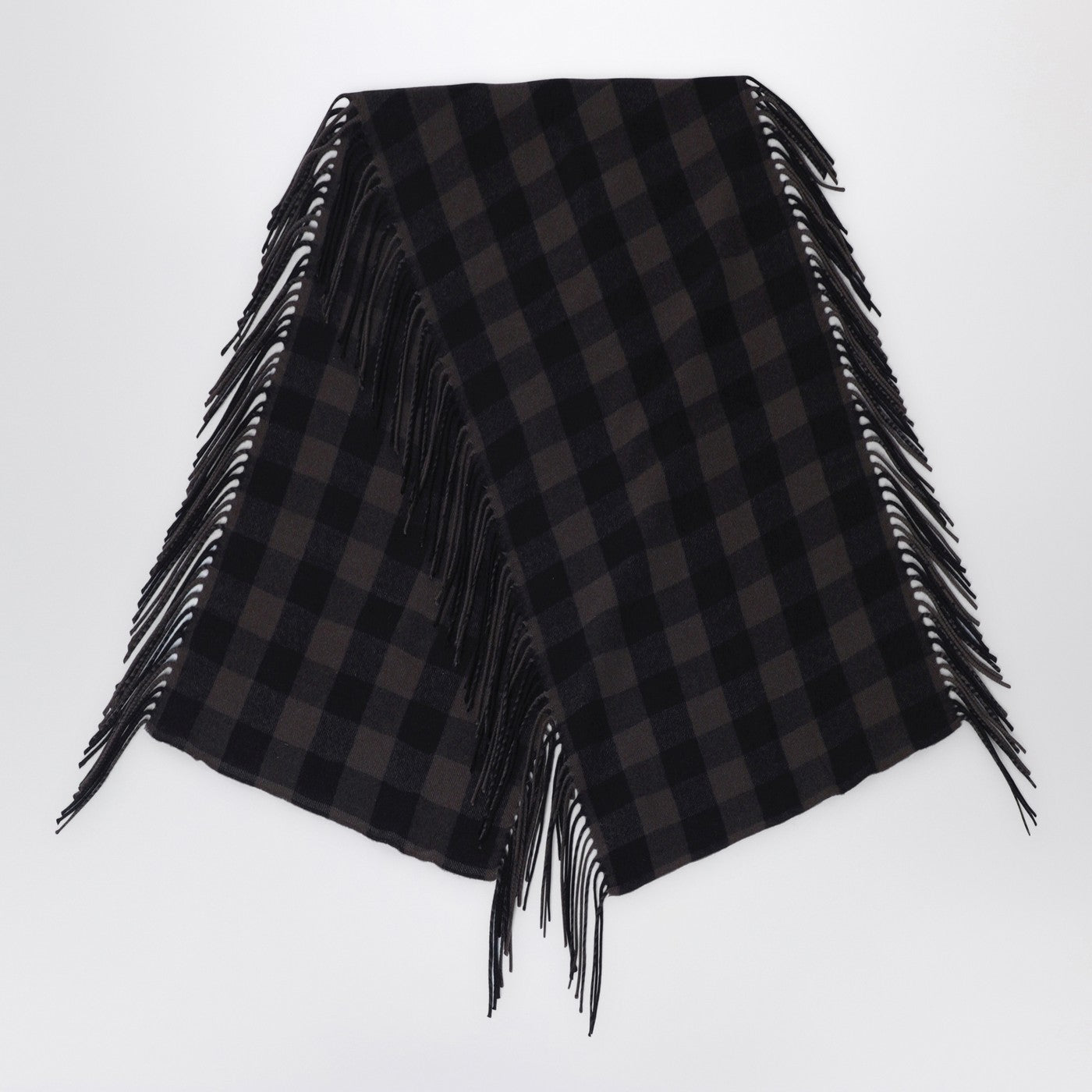 Brown check wool and cashmere shawl