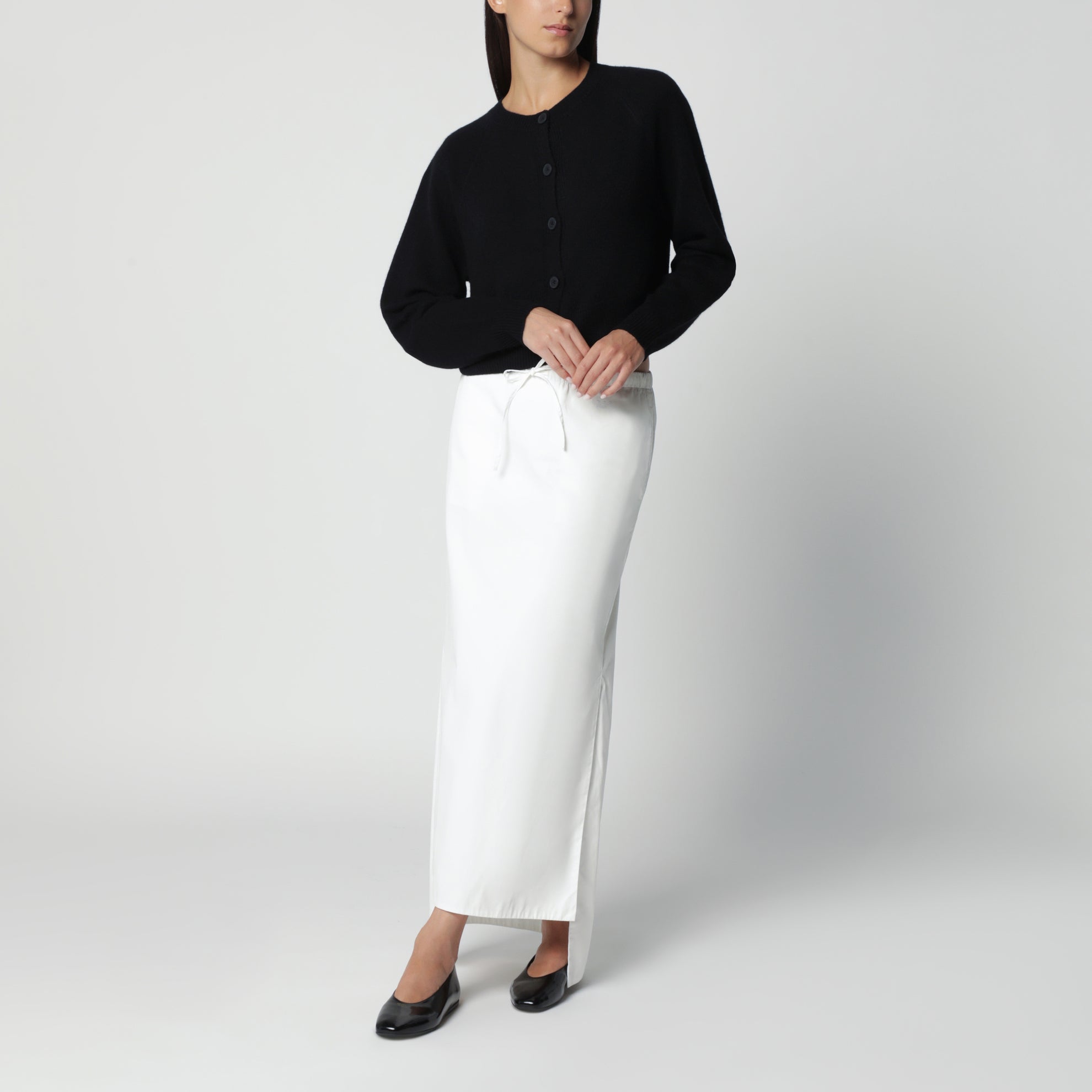 Cardigan cropped nero in cashmere
