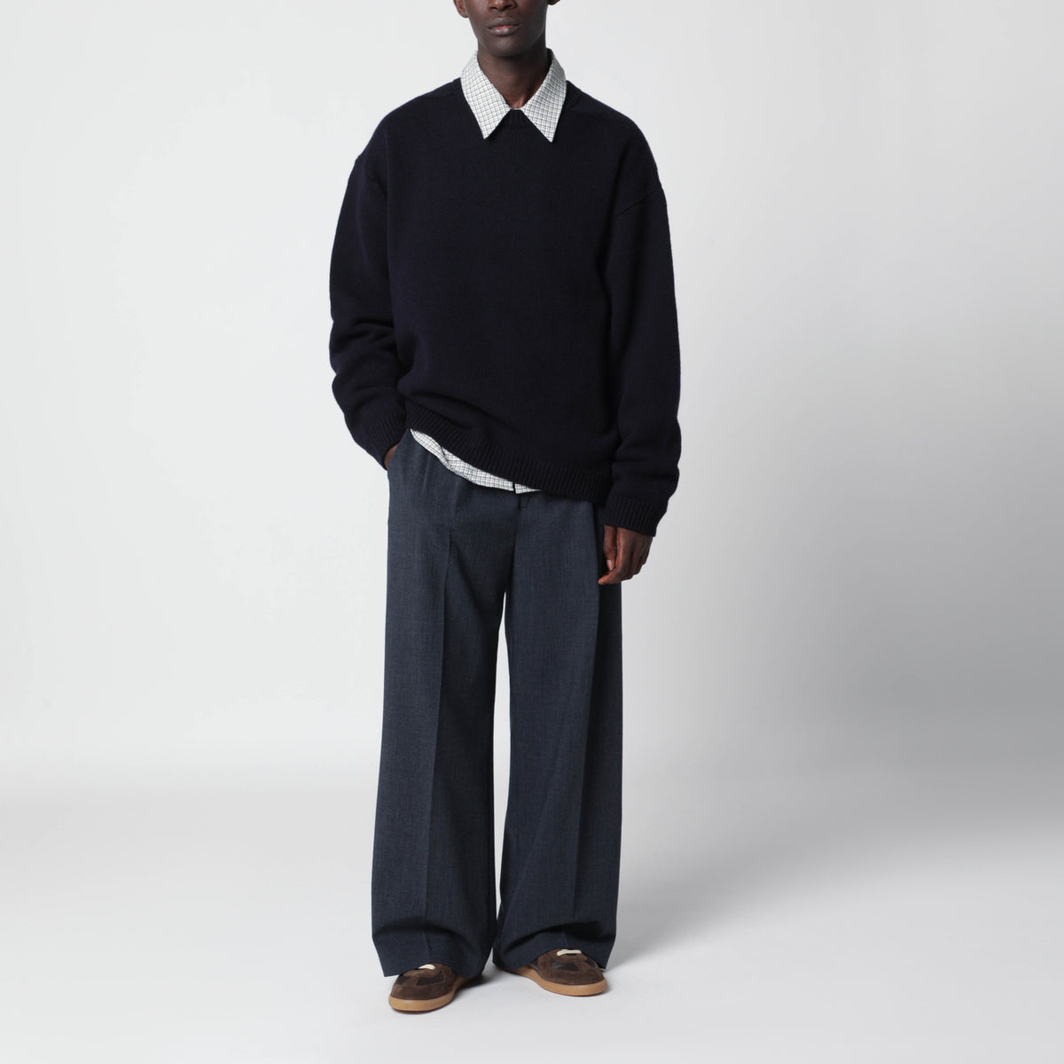 Hemyl Pullover aus dunkelmarineblauer Lammwolle