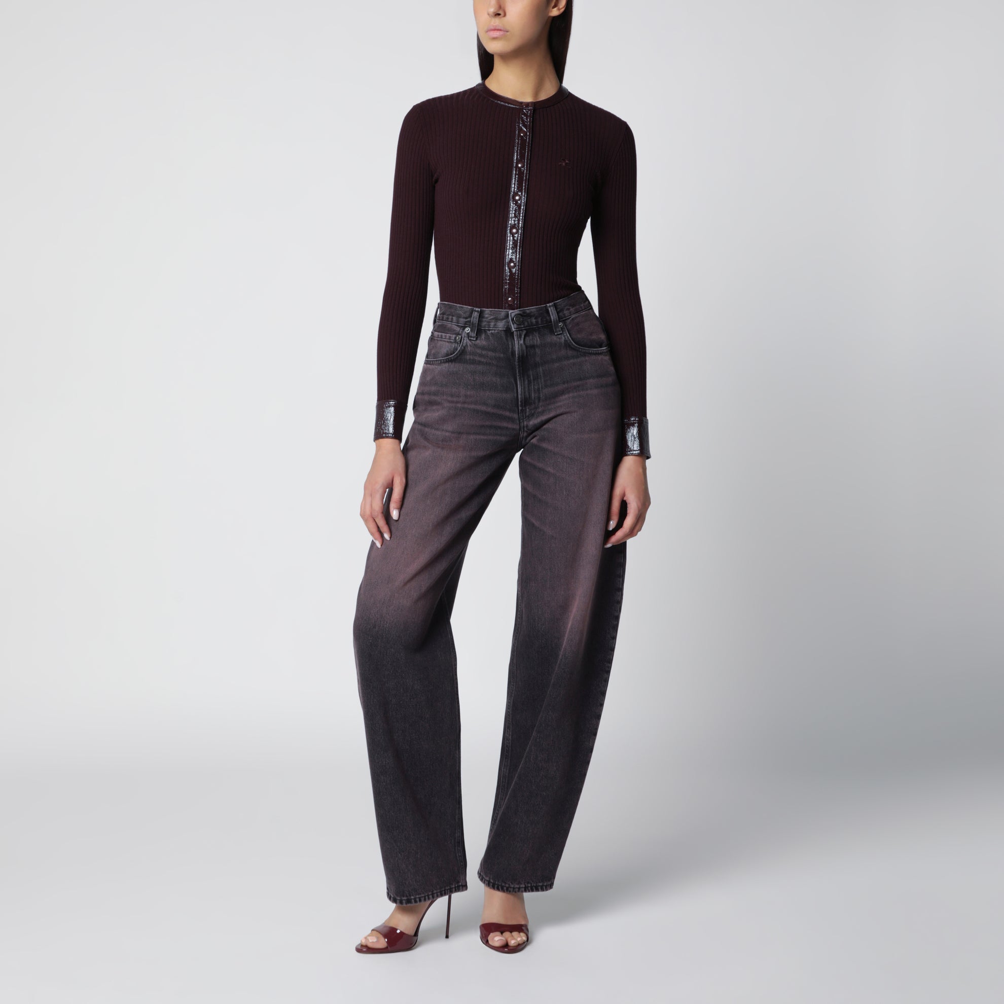 Jeans washed nero rosato
