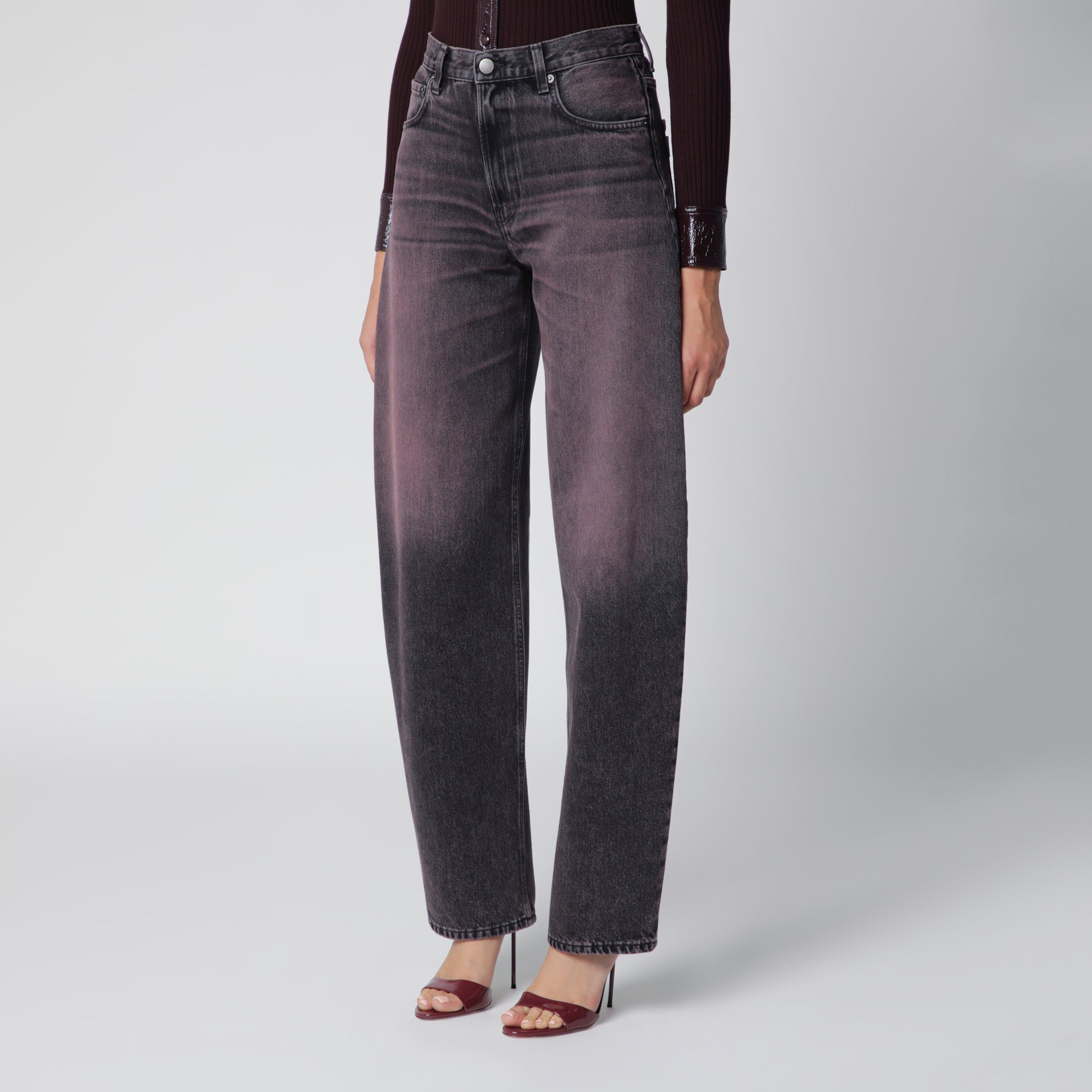 Jeans washed nero rosato