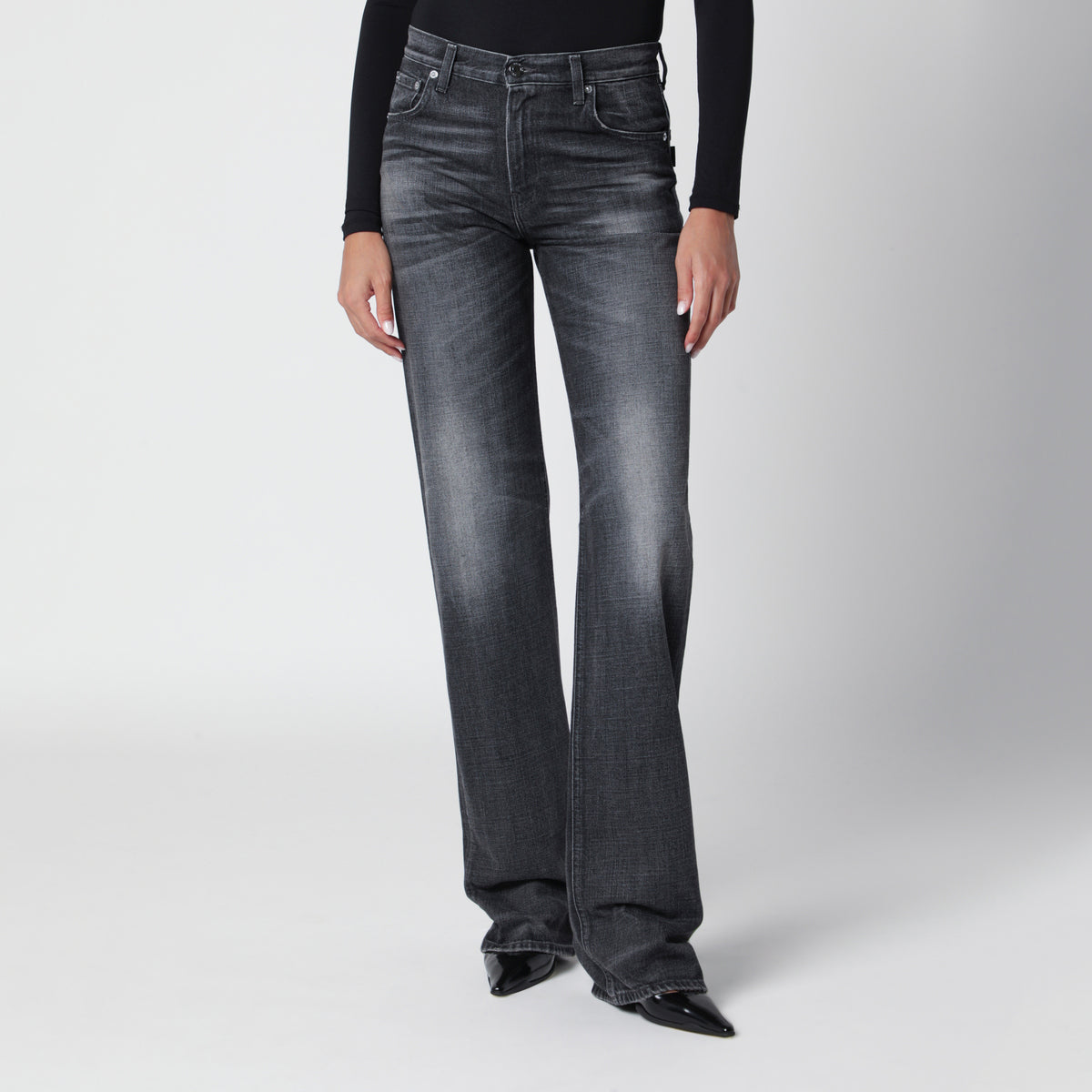Schwarze Jeans mit geradem Bein aus Baumwolle