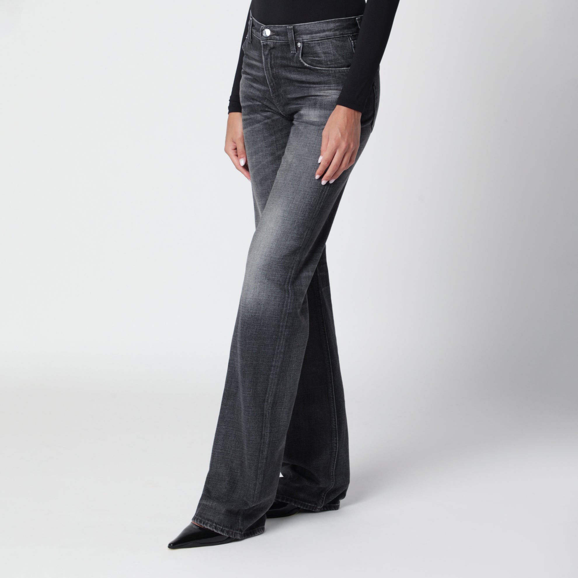 Schwarze Jeans mit geradem Bein aus Baumwolle