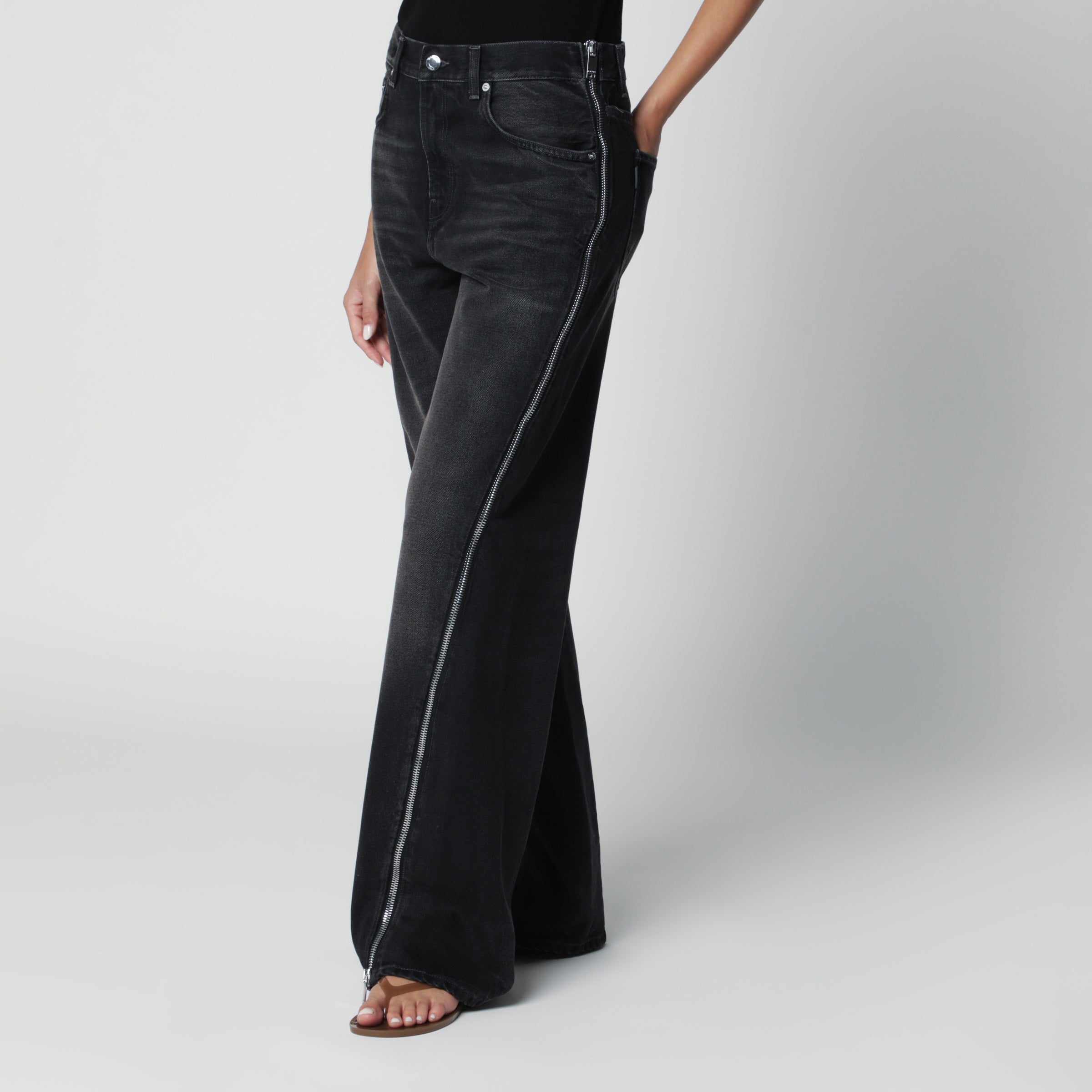 HAIKURE Washed black jeans with zip detail | TheDoubleF