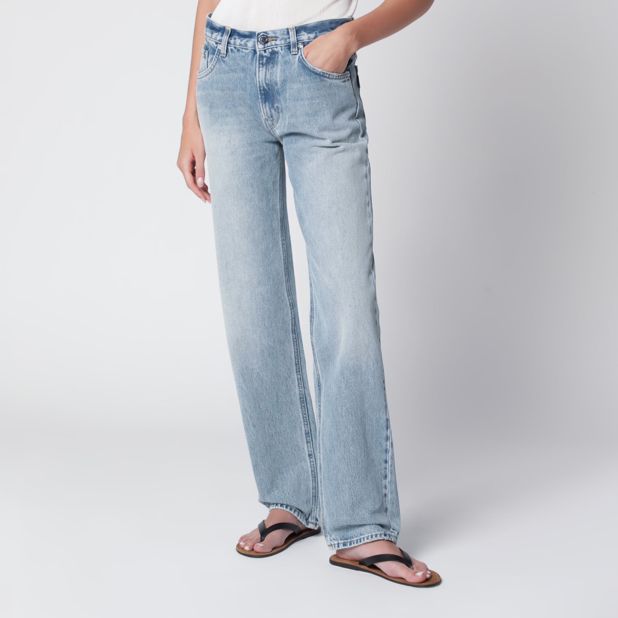 Jeans Lisa a gamba dritta in denim azzurro Pollock