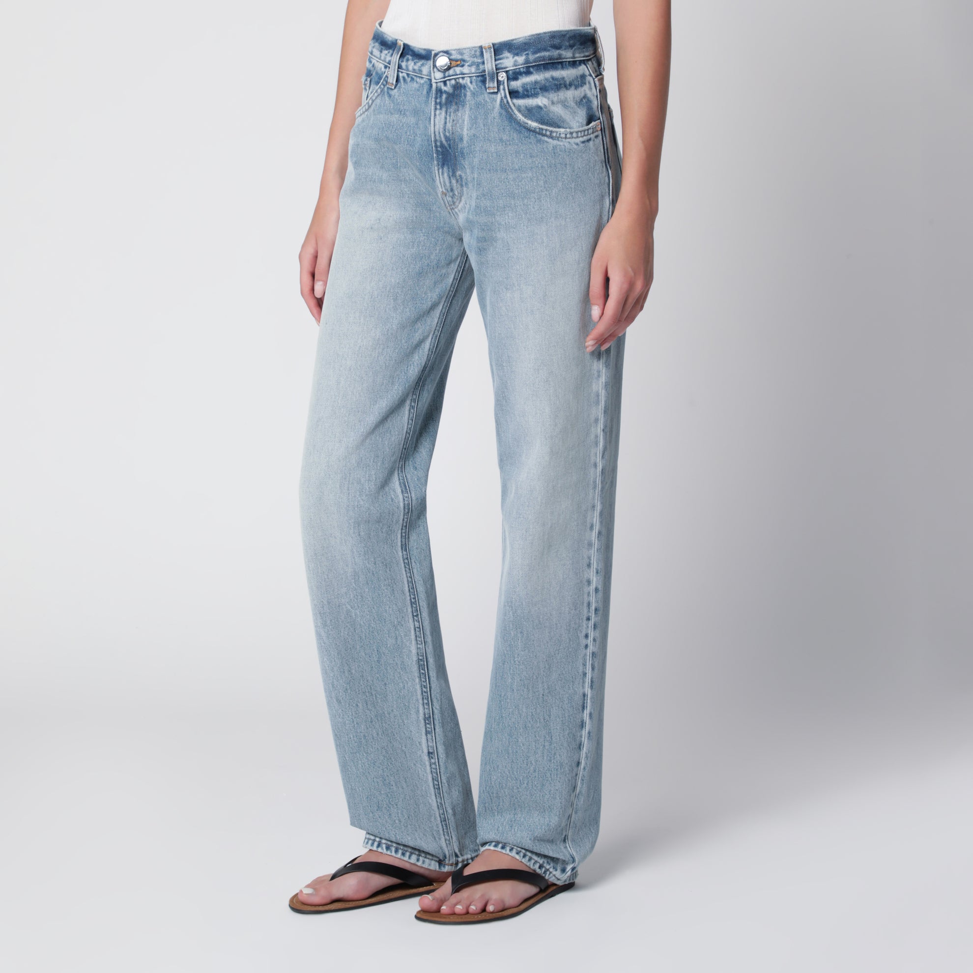 Jeans Lisa a gamba dritta in denim azzurro Pollock