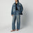Weit geschnittene blaue Jeans mit Washed-Effekt